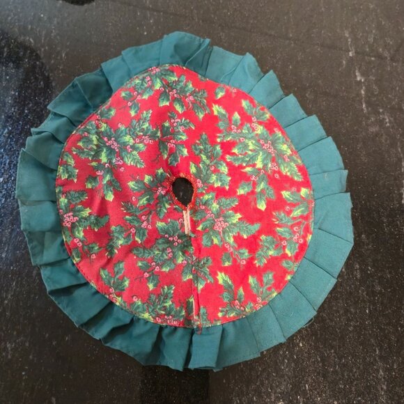 Mini Vintage Christmas Ornaments & Tree Skirt Set 1980s Holiday Miniatures  Sant - Picture 5 of 12